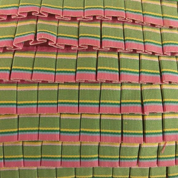 And pink plaid ruffled zip top handbag with faux w - Picture 10 of 17